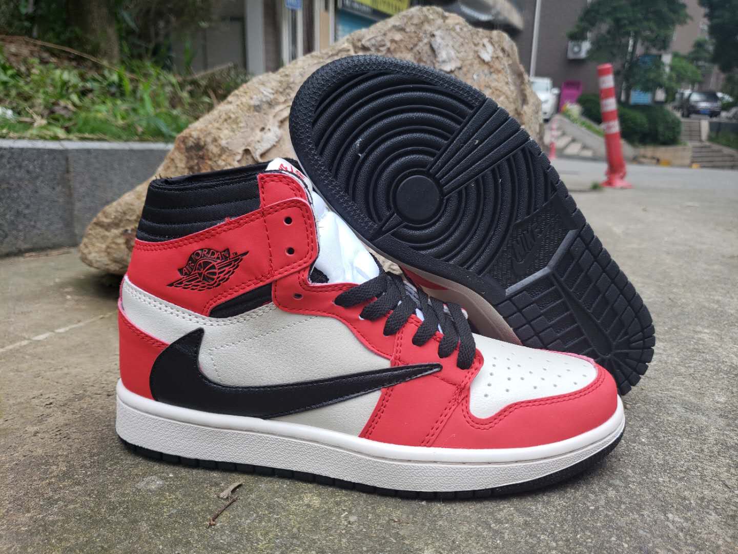 Air Jordan 1 High OG TS SP Red Black White Shoes